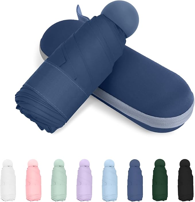 Compact Travel Umbrella, Small Pocket Mini Umbrella for Purse Wallet, UV Sun Rain Umbrellas for Backpack, Portable Folding Umbrellas for Women Kids