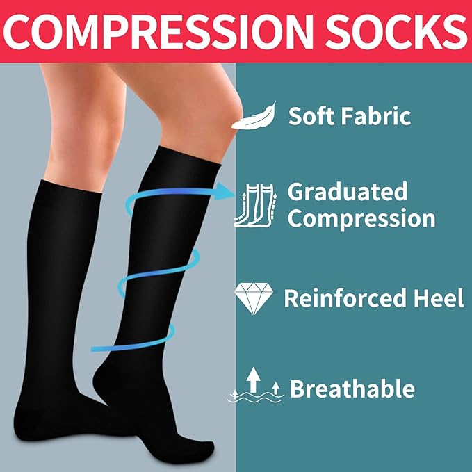 Laite Hebe 4 Pairs-Compression Socks for Women&Men Circulation-Best Support for Nurses,Running,Athletic