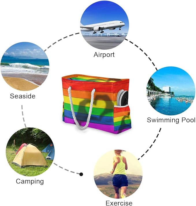 senya Large Beach Shoulder Bags Canvas Tote Water Resistant for Gym Travel Daily