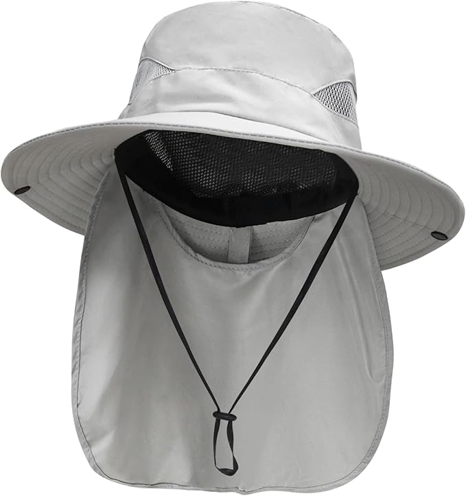 NPJY Sun Fishing Hats with Neck Flap for Men Women UV Sun Protection Bucket Hat