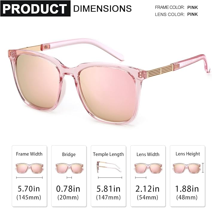 SIPHEW Oversized Square Sunglasses for Women|Lightweight Fashion Sunglasses 100% UV400 Protection|Trendy Mirrored Shade