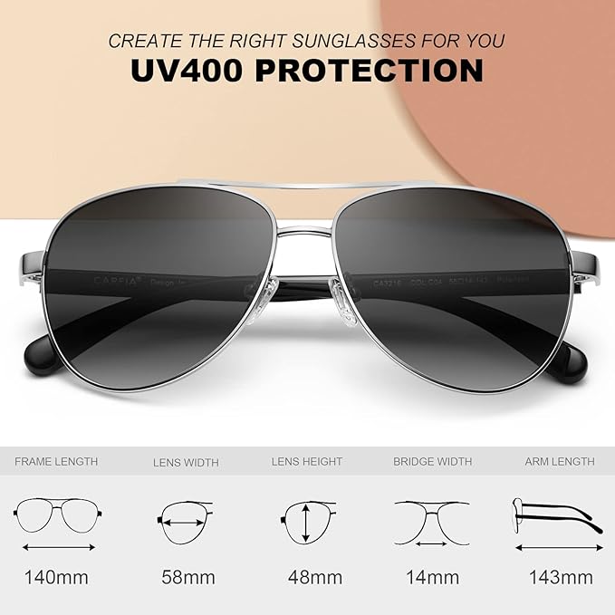 CARFIA Polarized Sunglasses for Women UV Protection Acetate Arms Metal Frame Woman's Shades CA3216