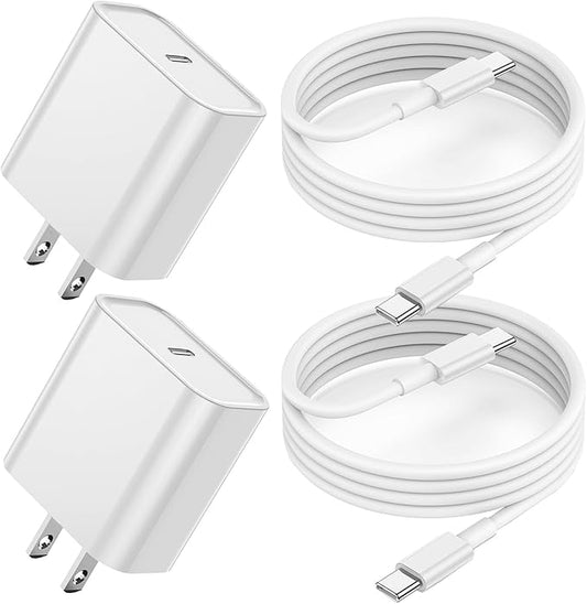 USB C Charger for iPhone 16/15 Charger Fast Charging, 20W Apple Fast USB C Wall Chargers 2Pack Type C Blocks Adapter Fast USBC Charging Cable Cord for iPhone 16 Pro Max/iPhone15 Plus/iPad Pro/Air/Mini