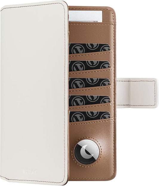 VULKIT Passport Holder with Airtag Holder RFID Blocking Passport Wallet Travel Leather Passport for Women(Beige Brown)