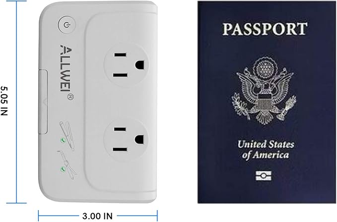 ALLWEI International Travel Adapter 220V to 110V Power Voltage Converter for Hair Straightener/Curling Iron, Universal Power Plug Adapter UK, US, AU, EU, IT, India (White)