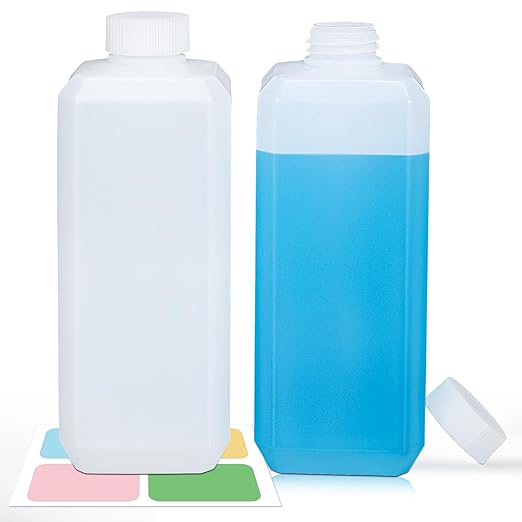 18oz Leak Proof Plastic Bottles with Caps, Laboratory Reagent Bottle, Reusable Small Pill Storage Containers for Travel, Classrooms, Home (2 pack translucent)