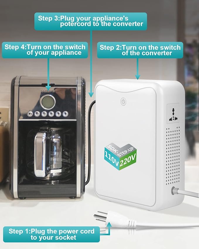 Step Up Transformer 110v to 220v Voltage Converter 2000w, No Noise, Suit for Juicer, Chocolate Machine and Other Appliances ，Using 220V Asia Euro Appliance in US