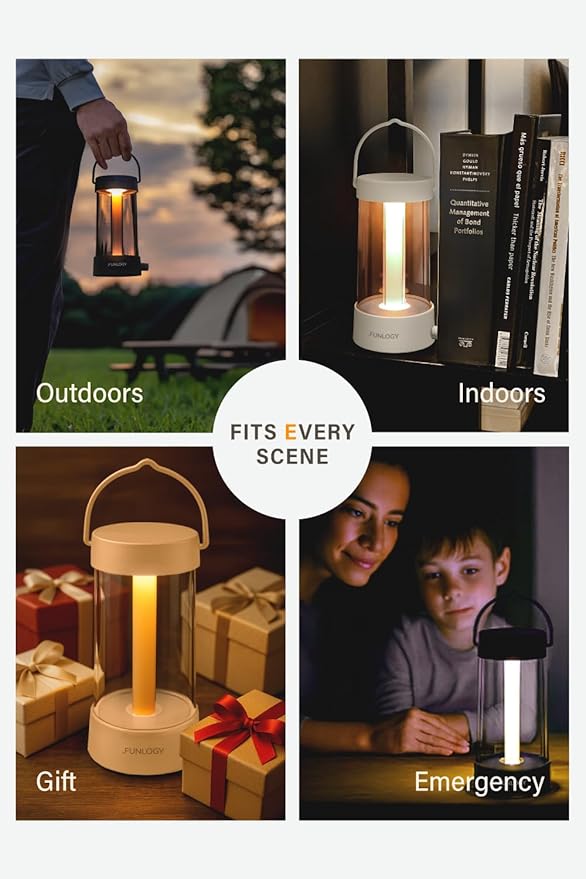 Lantern - Rechargeable LED Camping Lantern, Vintage 360° Dimmable Light , 4000mAh Power Bank, High CRI 95, IPX4 Water-Resistant, Portable for Home, Emergency, Outdoor, Black