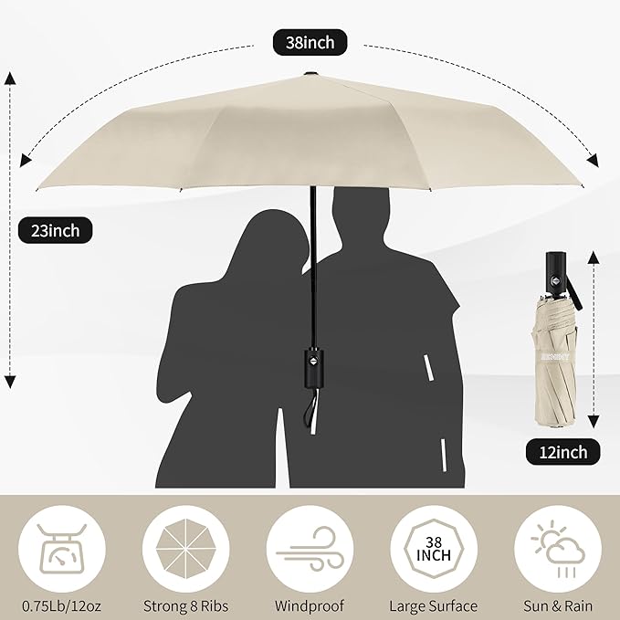 Seniny Windproof Travel Umbrella, Automatic Umbrellas for Rain, Portable & Compact Umbrellas for Backpack, Strong UV for Protection, Folding Small Sun Umbrella for Car, Walking