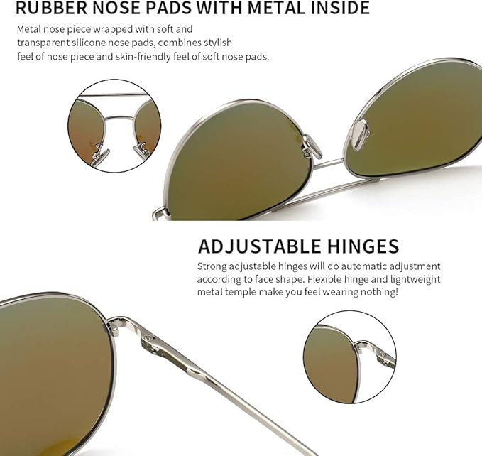 SUNGAIT Women's Lightweight Oversized Aviator Sunglasses - Classic Style Polarized Lens