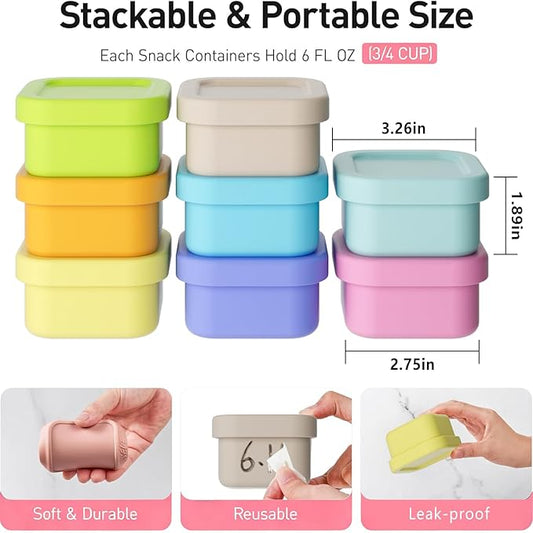 Dobyusf 16-Piece Pure Silicone Food Container Set - Stackable 100ml Storage Boxes, Microwave & Dishwasher Safe, Temperature Resistant (-40°C to 230°C), BPA-Free Food Storage for Salads, Dips, Snacks