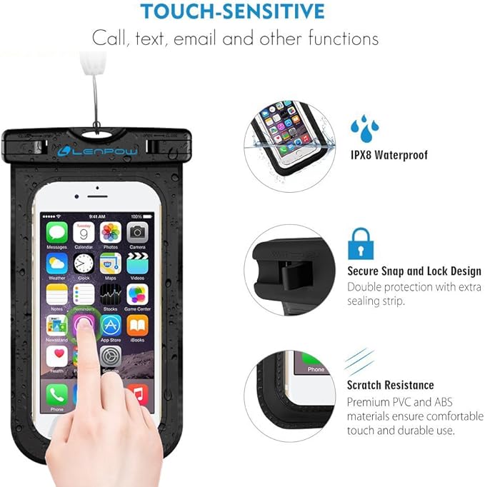 Universal Waterproof Phone Case, 2-Pack Ipx8 Waterproof Phone Lanyard Dry Bag for iPhone 17 16 15 14 13 12 11 XS MAX Pro Plus Galaxy S23 S22 Note Google Pixel HTC Moto OnePlus Phones up to 7.5"
