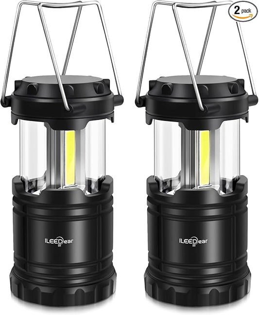 LED Camping Lantern, Battery Operated Lights, Adjustable Brightness for Camping, Emergencies, Power Outages, Outdoor Collapsible Lanterns, 2 Pack