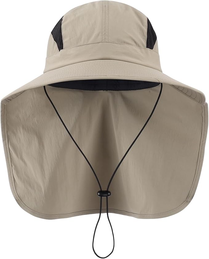 Home Prefer UPF 50+ Sun Hats for Men Women Wide Brim Fishing Hat with Neck Flap UV Protection Sunblock Safari Bucket Hat