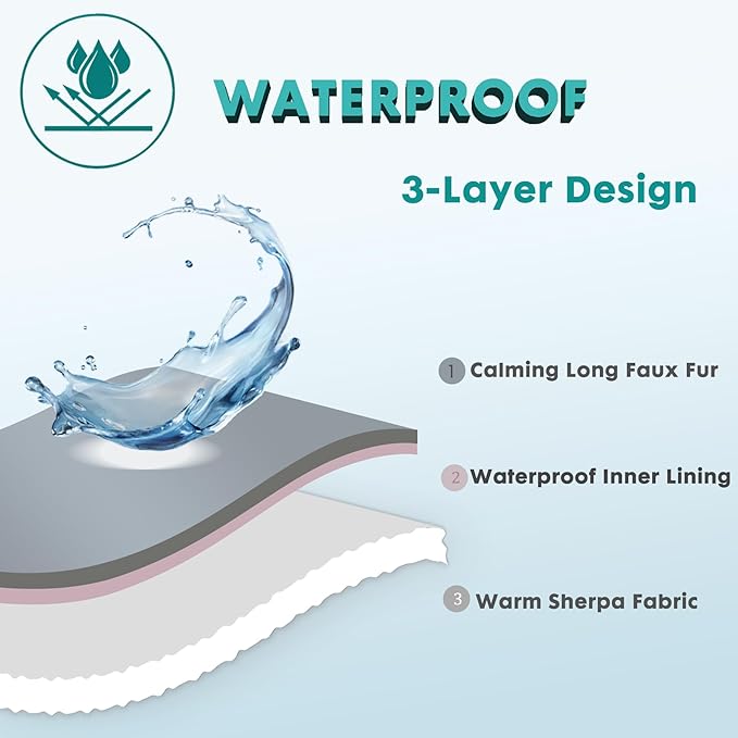 gogobunny Waterproof Dog Blanket for Large Dogs, Cats, Puppy, Reversible Faux Fur Pet Throw Blanket, Washable, Calming Furniture Protection for Sofa Bed (25x35 Inch (Pack of 1), Beige)