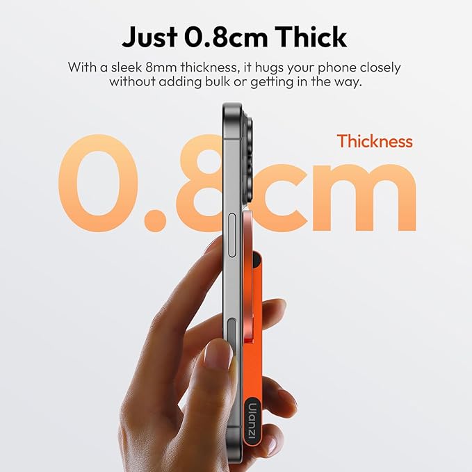 ULANZI MA60 Magnetic Phone Tripod Stand for iPhone - Aluminium Smartphone Mini Tripod Pocket Cell Phone Stand Strong Magnet Quick Mount Compatible with iPhone 16 15 14 13 15 Series, Orange