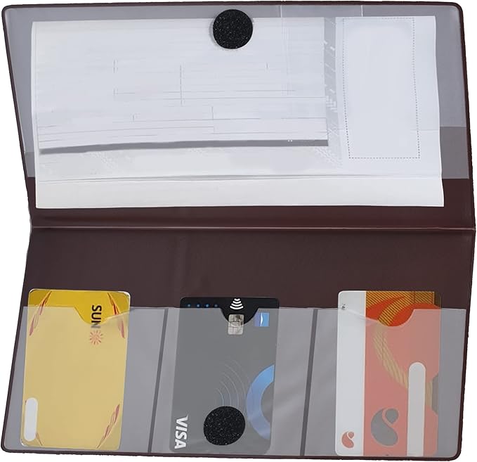 Andalus Auto Registration & Insurance Card Holder Pack of 2, Waterproof Essential Car Registration Holder with Hook & Velcro Closure, Perfect for Every Vehicles Glove Boxes (Brown - 9.5" x 5.15")