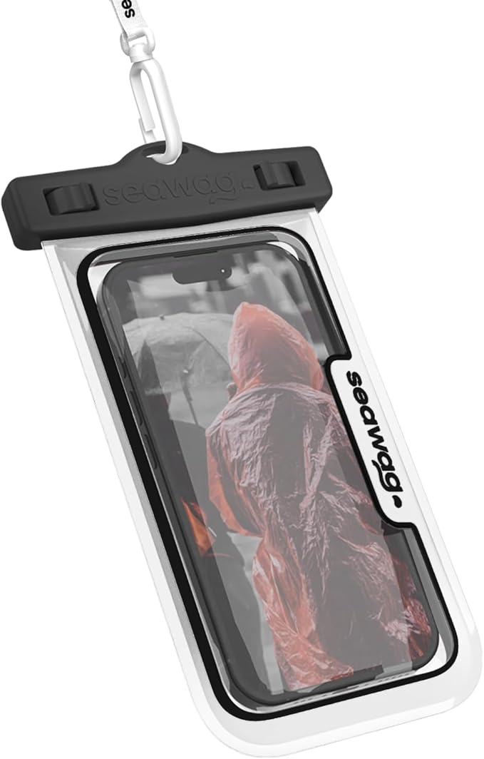 SEAWAG Next Waterproof Phone Case with Lanyard, Floating IPX8 Pouch for iPhone 17 16 Pro Max 15 14 13 12 11 and Samsung Galaxy S25 S24, Beach Cruise Travel Essentials, 1 Pack Black