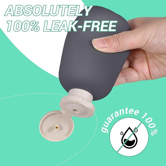 ASEVAT 6.7oz Airtight Plastic Travel Shampoo Bottles, Travel Shampoo and Conditioner Bottles Refillable, Empty Squeeze Bottle, Hand Soap Dispenser for Vacation, Gym, Lotion(OrangeGrey)