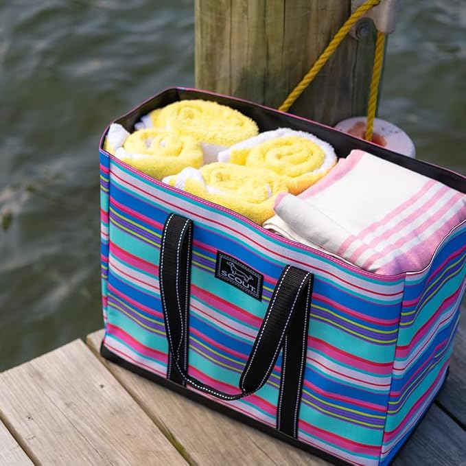 SCOUT Original Deano Tote Large - Durable Lightweight Open Top Beach, Pool & Lake Bag, Inside Zip Pocket, Folds Flat