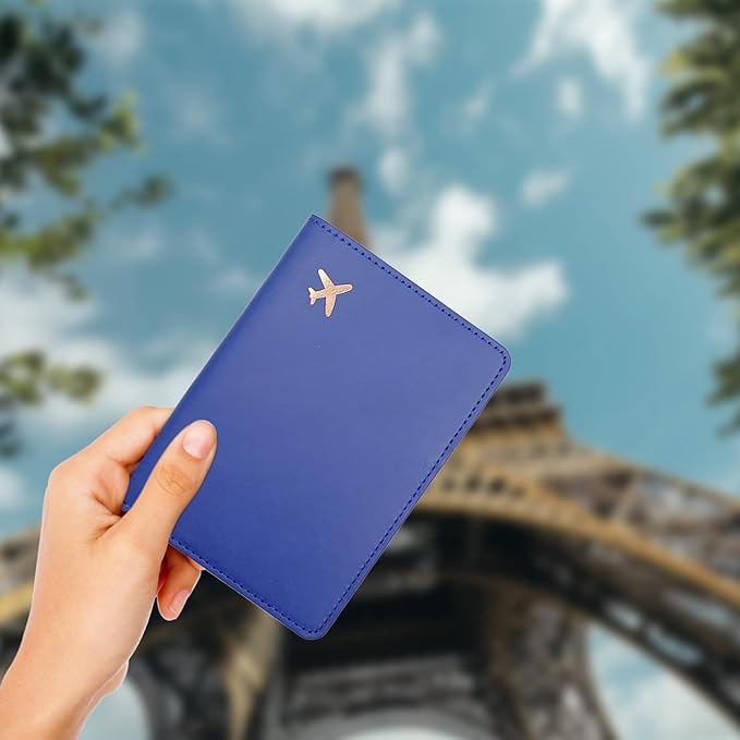 Deziliao Passport Wallet, Blue, Unisex, Faux Leather, Waterproof, Rfid Blocking, Slim, Lightweight, 20 Inch