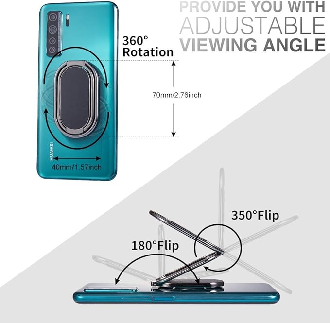 Phone Ring Holder Finger Kickstand Foldable Cellphone Stand 360° Rotation Metal Ring Grip Holder for Magnetic Car Mount Compatible with iPhone Samsung All Smartphone