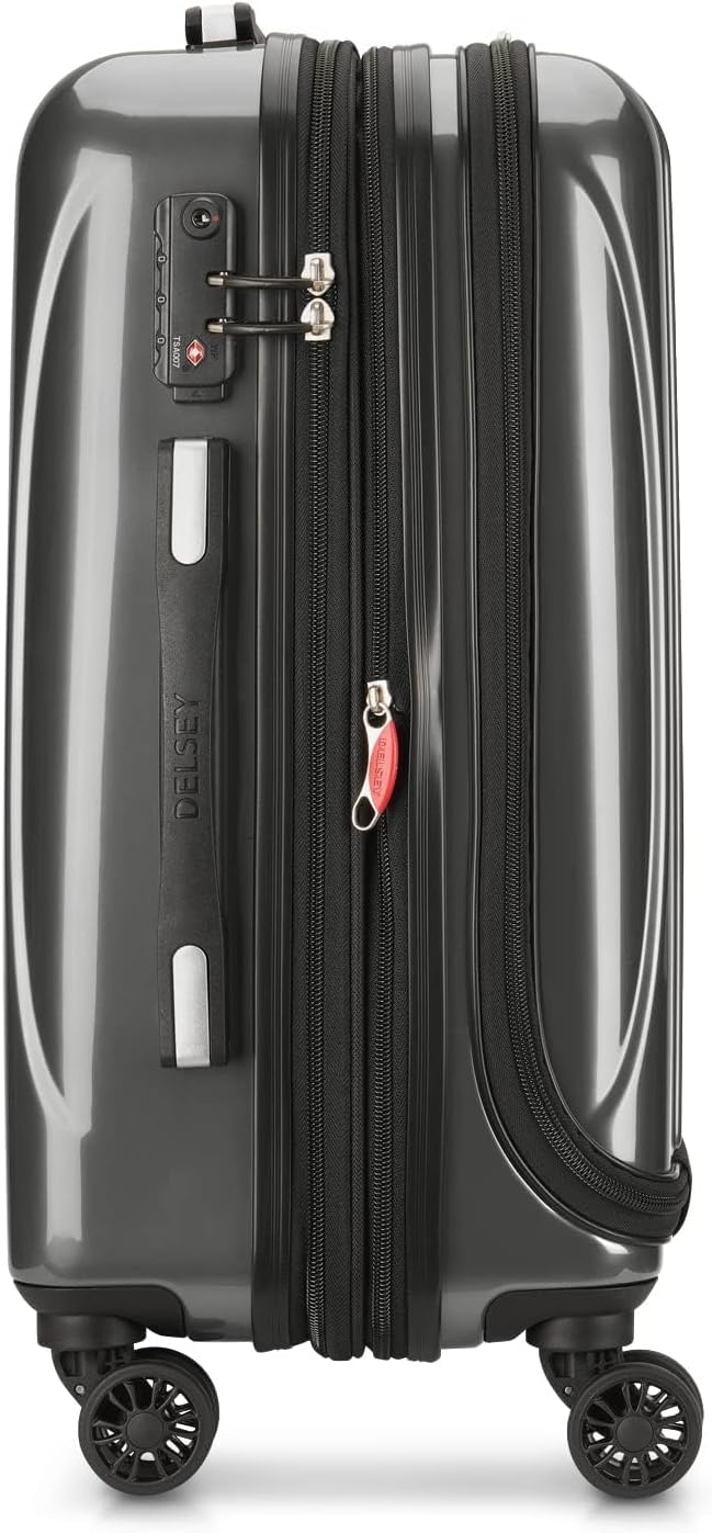 DELSEY PARIS Helium Aero Hardside Expandable Luggage with Spinner Wheels, Brushed Charcoal, Carry-On 19 Inch