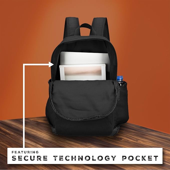 Wrangler Powell Backpack for Travel Classic Logo Water Resistant Casual Daypack for Travel with Padded Laptop Notebook Sleeve (Black)