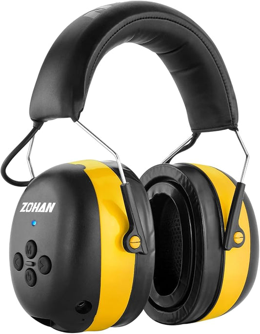 ZOHAN EM037 Bluetooth Hearing Protection,30dB SNR Noise Reduction Ear Protection with 1500mAh Rechargeable Battery,Headphones with 40H playtime for Mowing, Snowblowing, Construction,Workshops
