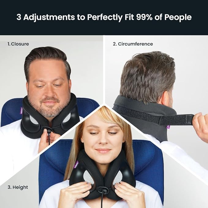 Cabeau Travel Essential Neck Pillow - Fits Most Neck Sizes (11-21 inches) - Evolution X Three Ways to Adjust for Ultimate Comfort on Long Flights (Sapphire)