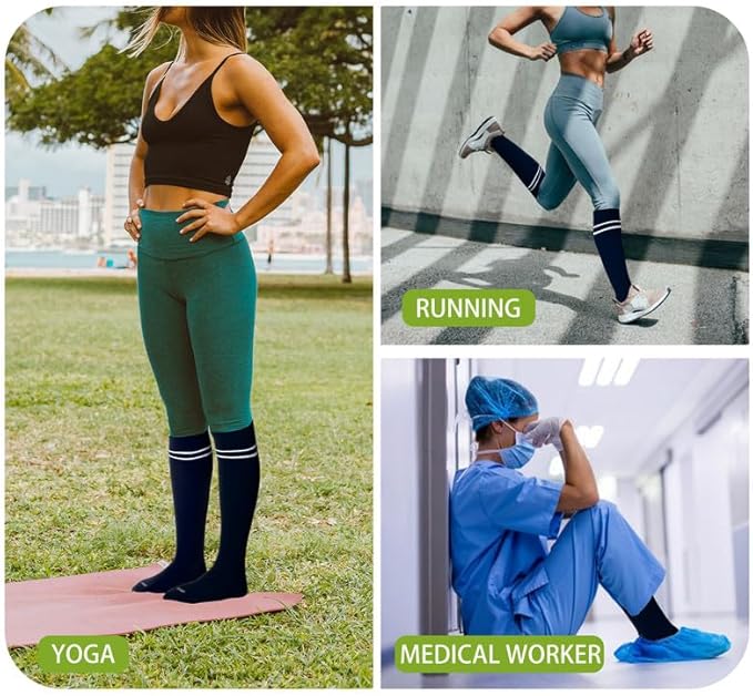 LEVSOX Viscose Made from Bamboo Compression Socks for Pregnant Women 20-30 mmHg Knee High Cute Mens Supports Socks for Travel