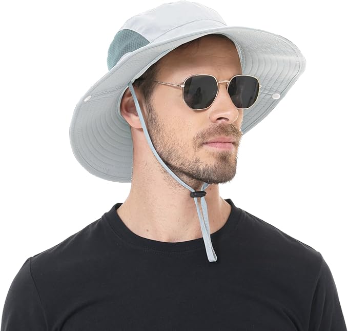 Sun Hat for Men Women UPF 50+ Fishing Hats Waterproof Wide Brim Boonie Bucket Hat for Safari Beach Hiking Garden