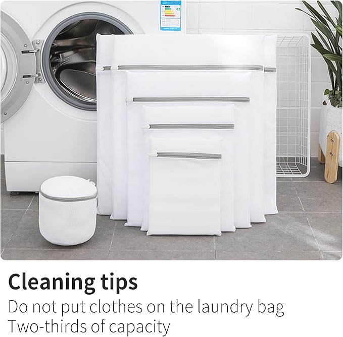 Mesh Bra Bags for Laundry(9 Pack) by MDSXO, White Lingerie Bags for Washing Delicates,Baby Laundry,Sock,Travel Storage[1XXL/2XL/3L/2M/2bra bags]