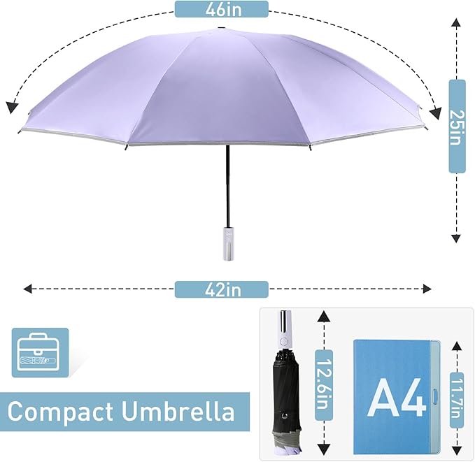 Bodyguard Inverted Umbrella - Large Windproof for Rain & Sun, Compact Reverse With Reflective Stripe, Teflon-Coated for Women Men, Travel Folding With Cover Bag