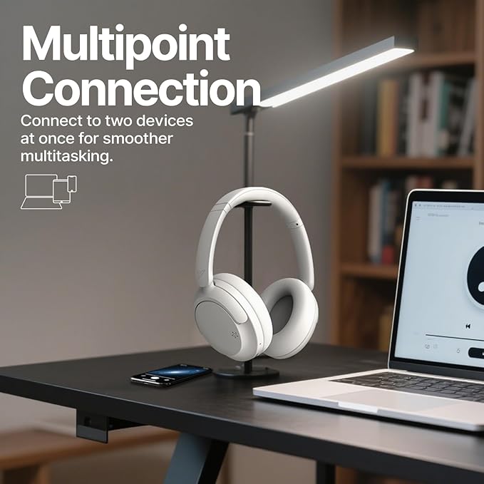 VOKALEN Hyper GO Wireless Over-Ear Noise Cancelling Headphones with Mic, 60H Playtime, Bluetooth Headset, Hi-Res Audio, DEEP360 Spatial Audio, Ultra-Lightweight for Travel, Work, Study