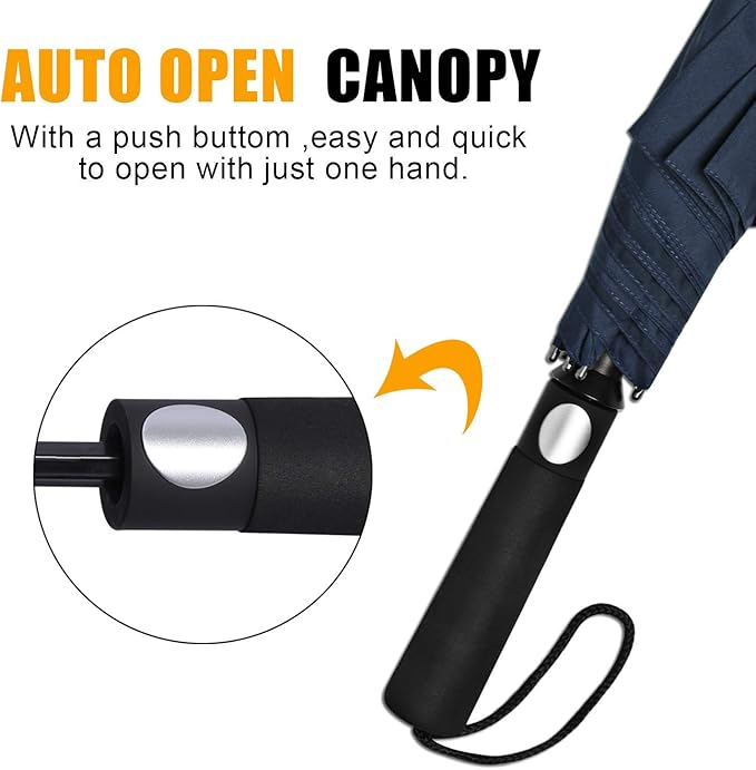 G4Free 62 Inch Portable Golf Umbrella Large Oversize Double Canopy Vented Windproof Waterproof Automatic Open Stick Umbrellas for Men and Women(Dark Blue)