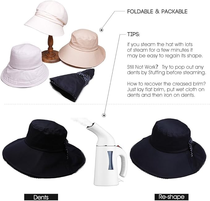 Comhats S/M/L/XL/XXL Womens Summer Flap Cover Cap Cotton UPF 50+ Sun Shade Hat with Neck Cord