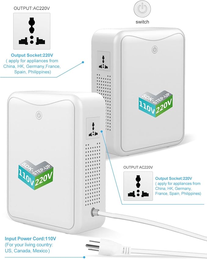 Step Up Transformer 110v to 220v Voltage Converter 2000w, No Noise, Suit for Juicer, Chocolate Machine and Other Appliances ，Using 220V Asia Euro Appliance in US