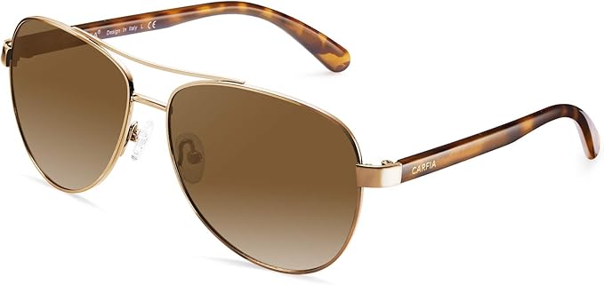 CARFIA Polarized Sunglasses for Women UV Protection Acetate Arms Metal Frame Woman's Shades CA3216