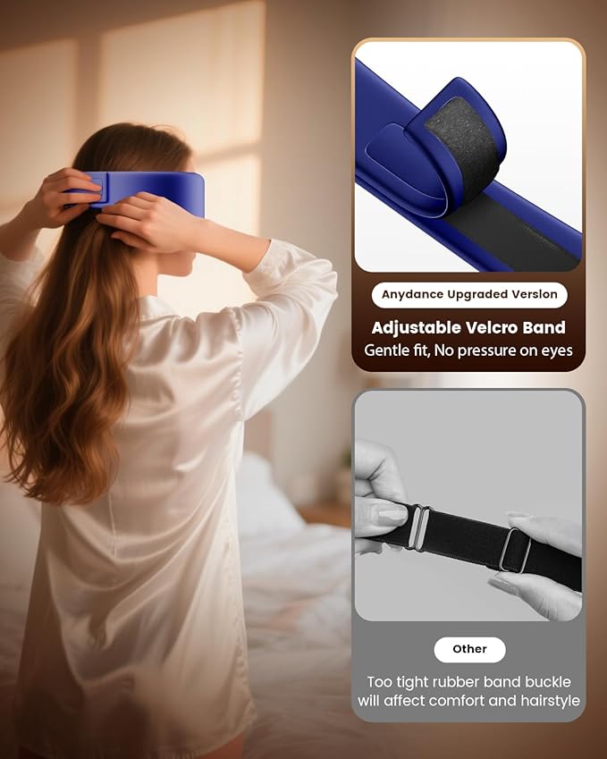 Heated Eye Mask Replaceable Cover - Electric Silk Eye Heating Pad Not Included, Adjustable Heated Sleep Eye Mask Cover, Stress and Tension Relief, Blue