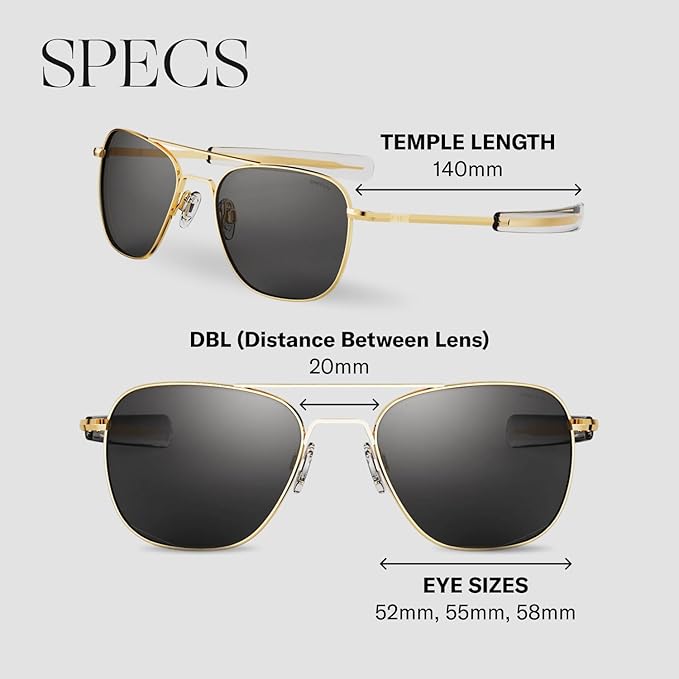 Randolph Eyewear Aviator Sunglasses for Men & Women – Non-Polarized & Polarized Lenses, 23k Gold UV Protection Sunglasses