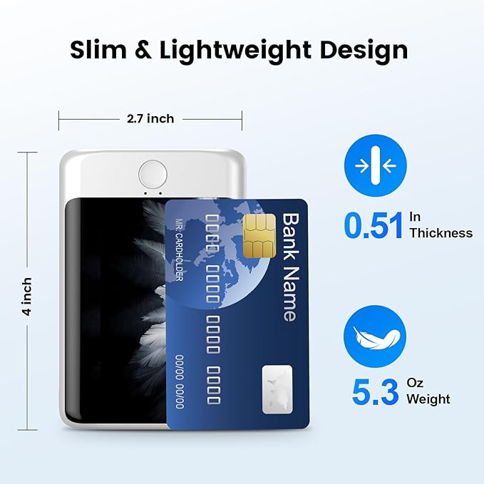 Magnetic Portable Charger Power Bank 5000mAh, 15W Ultra Slim Fast Charging Wireless Charger, Travel Essential for iPhone 17/16/15/14/13/12 Pro, iPad, Android, Metal Shell with USB-C Cable (Silver)