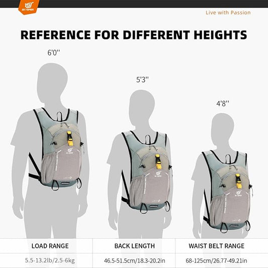 SKYSPER Small Hiking Backpack - 15L Travel Daypack Lightweight Bag Water Resistant Hiking Backpacks for Women Men