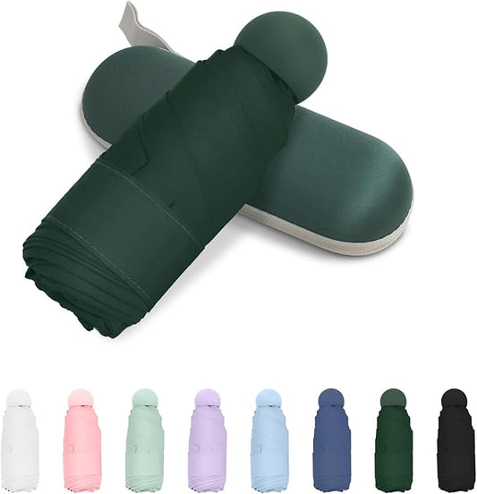 Compact Travel Umbrella, Small Pocket Mini Umbrella for Purse Wallet, UV Sun Rain Umbrellas for Backpack, Portable Folding Umbrellas for Women Kids