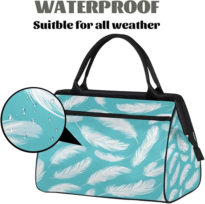 Large Travel Duffle Bag for Women Men,Waterproof Weekender Overnight Bag Carry on Tote Bags for Gym Sport Business Trip,Modern Feather Duffel Bags