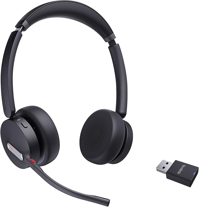 Yealink WH64 Hybrid with DECT Dongle, 492ft Range, 32 Talk Time Bluetooth Headset for Teams, Zoom Skype UC, 3X Mic Noise Cancelling, Headset PC Phone