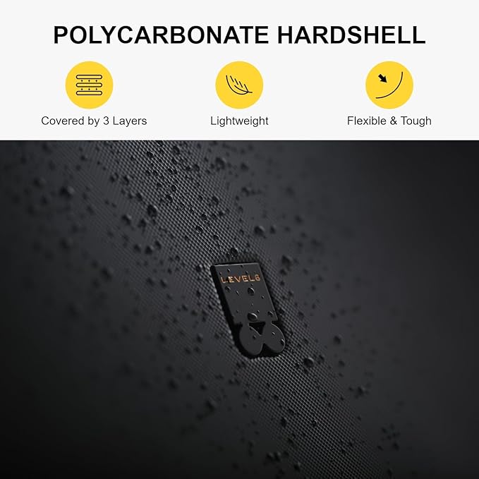 LEVEL8 Large Suitcase with Wheels, Checked Luggage, Lightweight Luminous Textured Tsa Approved Medium Hardside Large Luggages, 24 Inch, Black