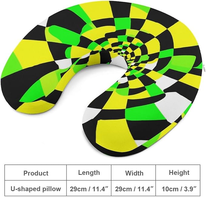 Women’s Travel Pillow U-Shaped Memory Foam Neck Rest, 3D Realistic Abstract Green Pattern U-Shape, Washable Airplane Car Support
