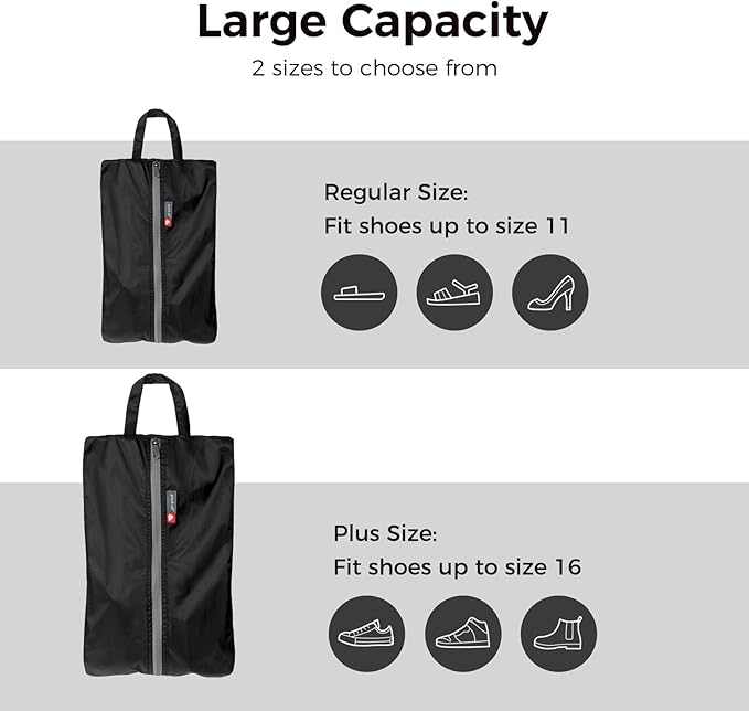 pack all Foldable Shoe Bag for Travel, Water-Resistant Ultralight Shoe Pouch for Gym, Odor-Resistant Soccer Cleats Bag for Sport (Dual Pocket Version)