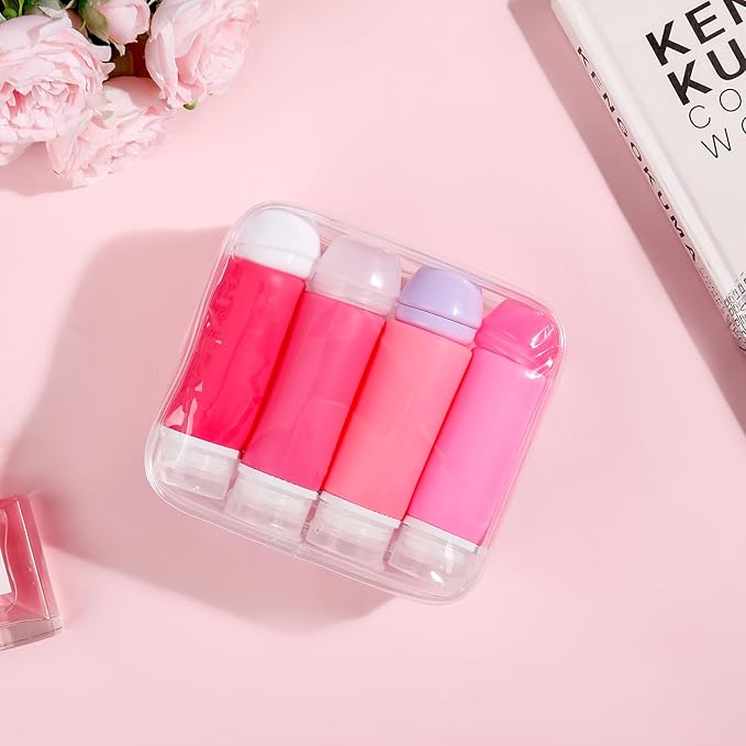 Muslish 21 Pack Travel Bottles for Toiletries, Leak-Proof TSA Compliant Silicone Travel Size Containers for Shampoo and Conditioner, BPA Free with Toiletry Bag (Pink)